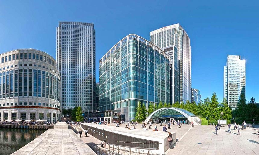 Offices of S&P in the Canary Wharf business district in London.